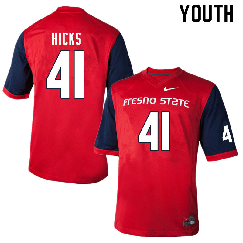Youth #41 Dorrzel Hicks Fresno State Bulldogs College Football Jerseys Sale-Red - Click Image to Close